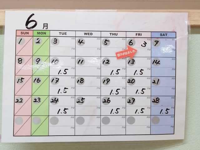 🍀6月7月の一時預かり空き状況🍀　【6/5(木) 現在】